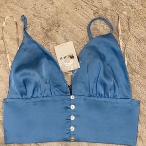 SALE: Blue Crop Top with Buttons